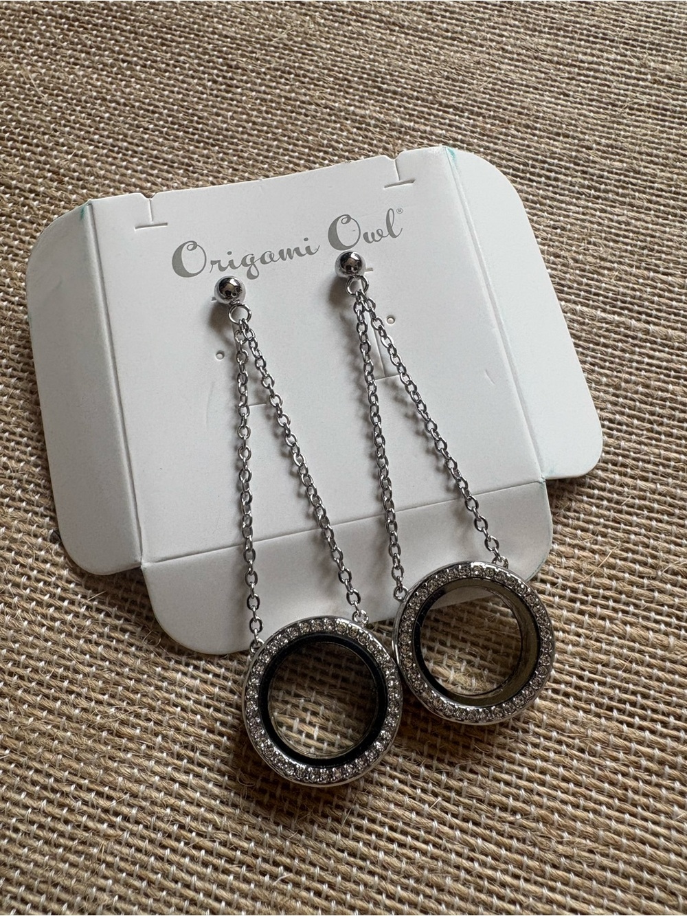 Origami Owl Silver Petite Crystal Locket Earrings
